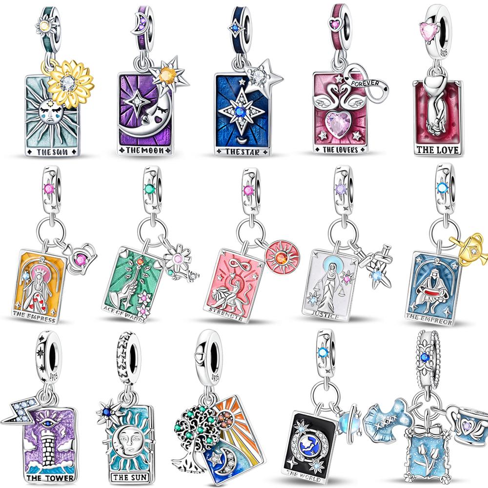 Vintage Copper Star Sun Half Moon Tarot Charm Fit Original Bracelet Copper Love Pendant Diy Jewelry Accessories