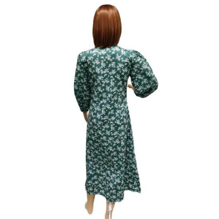 Floral Print Maxi Dress for Women Long Sleeve V Neck High Waist A Line Long Dress Casual Wear for Beach Weddings Parties