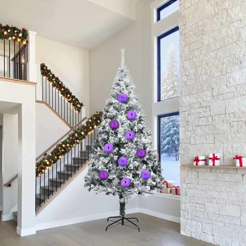 XXL Christmas Tree Ornament Set 4 Pcs Purple Plastic