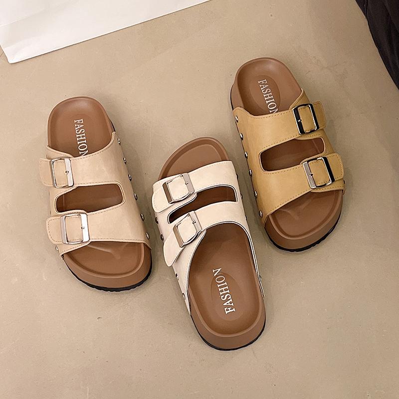 Fashion New Women's Leopard Print Slippers Cork Slippers Women's Summer Non-slip Outdoor Flat Bottom Beach Sandals Woman Flat Slippers