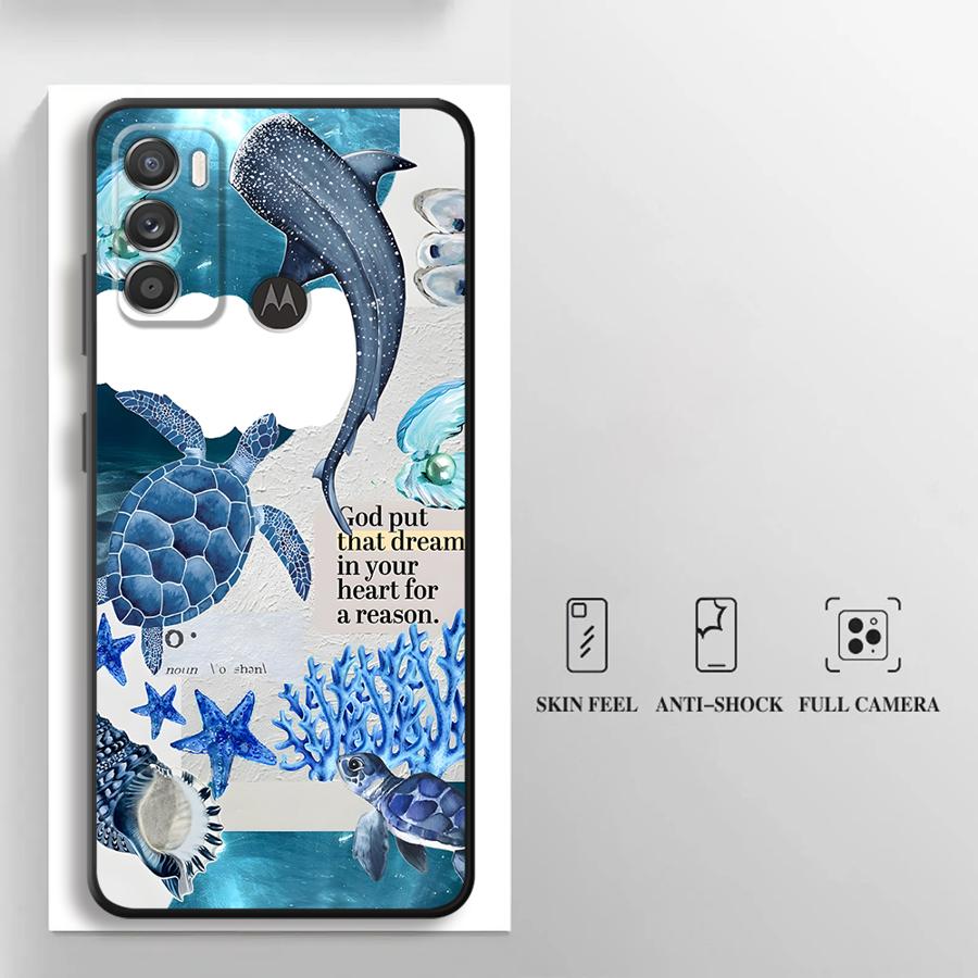 Creative Marine Organisms Art Case for Motorola Moto G53 G30 G22 Edge40 G52 Edge 20 Pro 30 Lite G60s G32 G50 G71 G51 G73 Phone