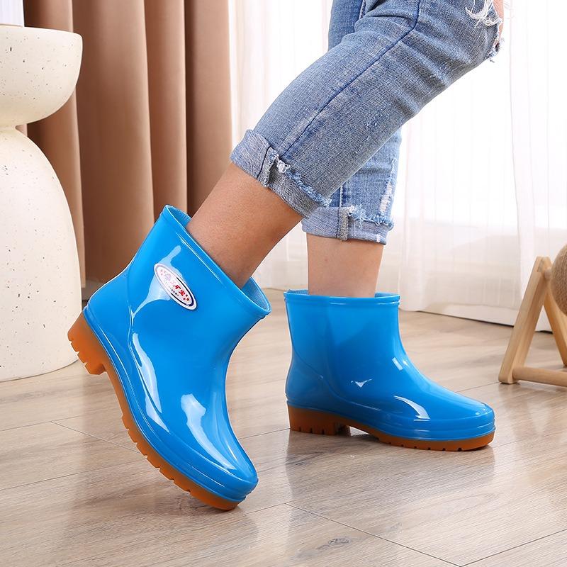 Fashion cotton water shoes adult rain shoes women's thickened rain boots rainy days fleece thermal rubber shoes overshoes non-slip