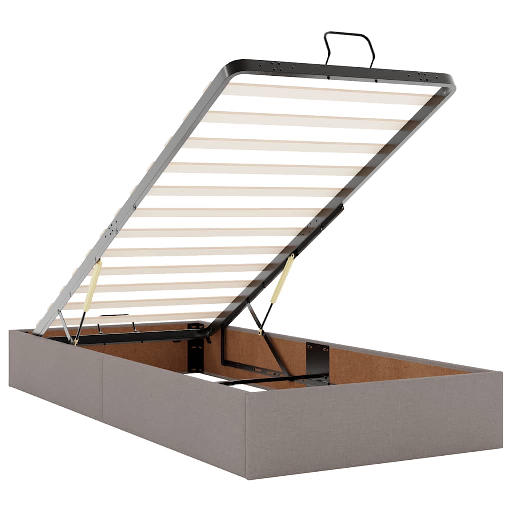 Ottoman Bed with Mattress Taupe 200x200 cm Fabric