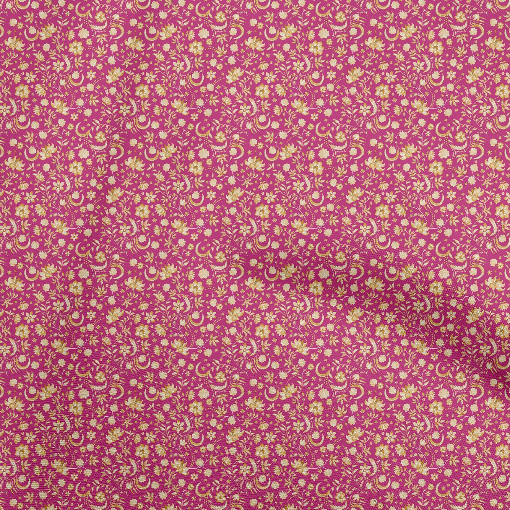 

oneOone Cotton Flex Blue Fabric Jacobean Floral Dress Material Fabric Print Fabric By The Yard 40 Inch 42 Inch Wide - Viscose Chiffon рожевий
