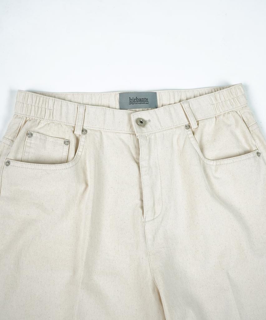 BIRBANTE Center Cris C.L Fit Elastic Waist Chino Pants - Ivory