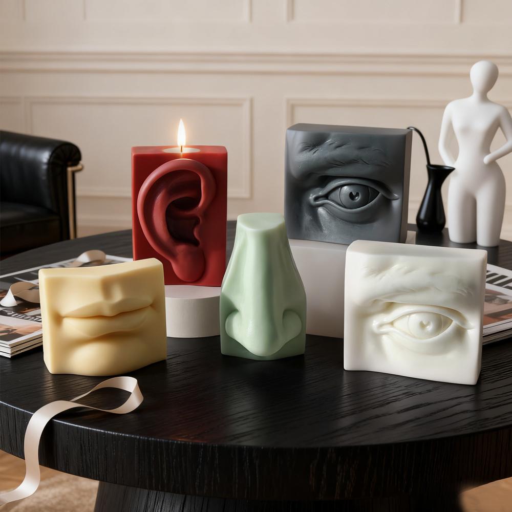 DIY Sculpture Facial Features Silicone Candle Mold Eyes Ears Nose Mouth Form Gypsum Craft Molds Aroma Candle Making Supplies