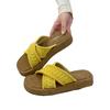 Thick-soled Cross-strapped Knitted Slippers Women's Outer Wear Summer Retro Niche Boken Shoes Open-toed Beach Vacation Cool Slippers