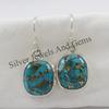 Blue Copper Turquoise Earrings, 925 Sterling Silver, Rectangle Gemstone