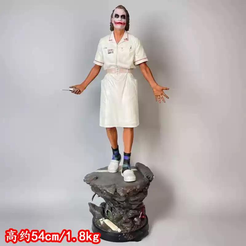 

2025 54cm Series Dc Heath Ledger Nurse Uniform Joker Figure Joker Standing Scene Model Handmade Ornament Gk Resin Statue Toy Gif