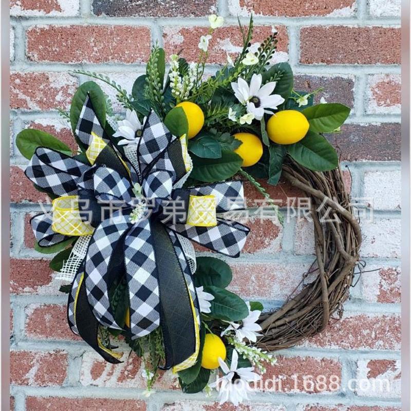 Artificial Lemon Peony Wreath Wall Hanging Decor Door Home Festival Party Decoration