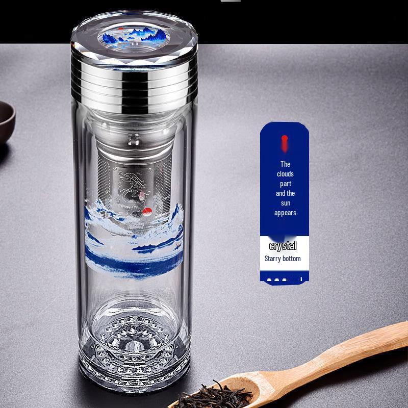 Yisijia 320ml Double-Wall Tea Infuser Glass Mug