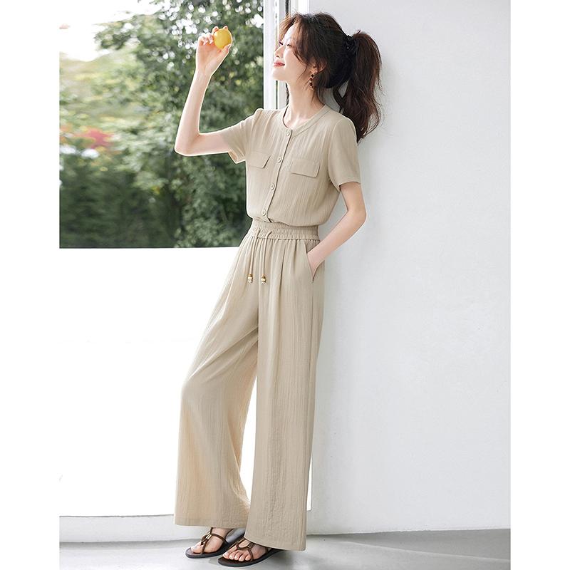 Two Piece Set of Western-style Age Reducing Wide Leg Pants with Fashionable Temperament
