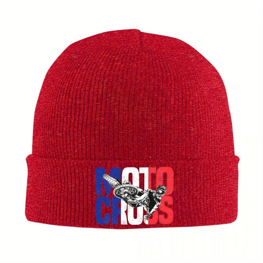 New French Motocross Beanie Hats Bonnet Hats Unisex Women Vintage Hippie Knitting Hat Winter Printed Elastic Caps