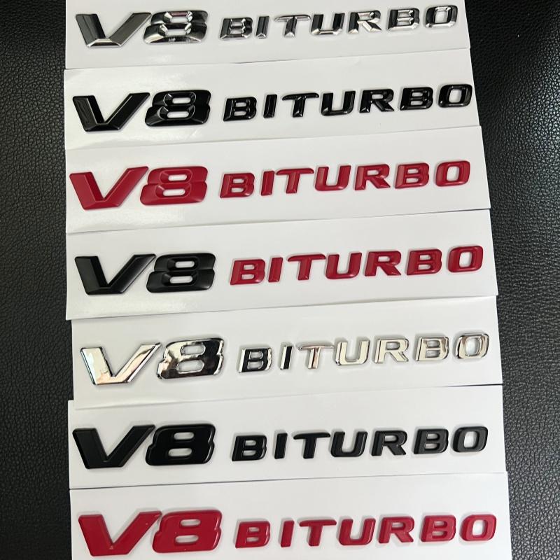 Car 3D Black Logo V8 BITURBO Emblem Car Fender Badge For Mercedes Benz C63 G63 E63 S63 W222 W223 W213 W212 W205 W204 Accessories MU8