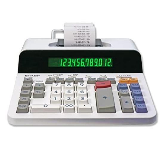 Sharp Printing Calculator with LPS Thermal and Easy Paper Feeding 12-Digit Extra-Large 10-Digit Option, 8.0 Printer, Ink-Free, Full-Size Keyboard,