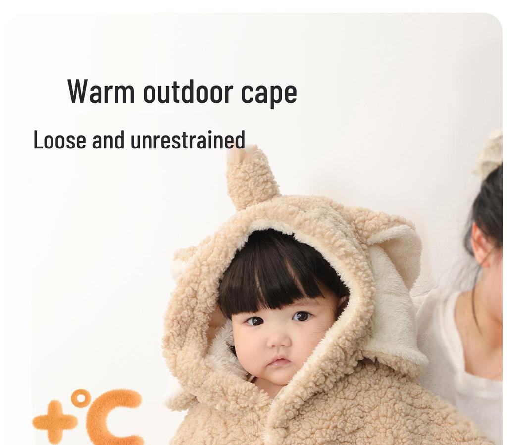 Pelerină cu Fleece cu Strat Dublu, Desen Animat 3D, pentru Copii: Extra Gros pentru Plimbările Bebelușului