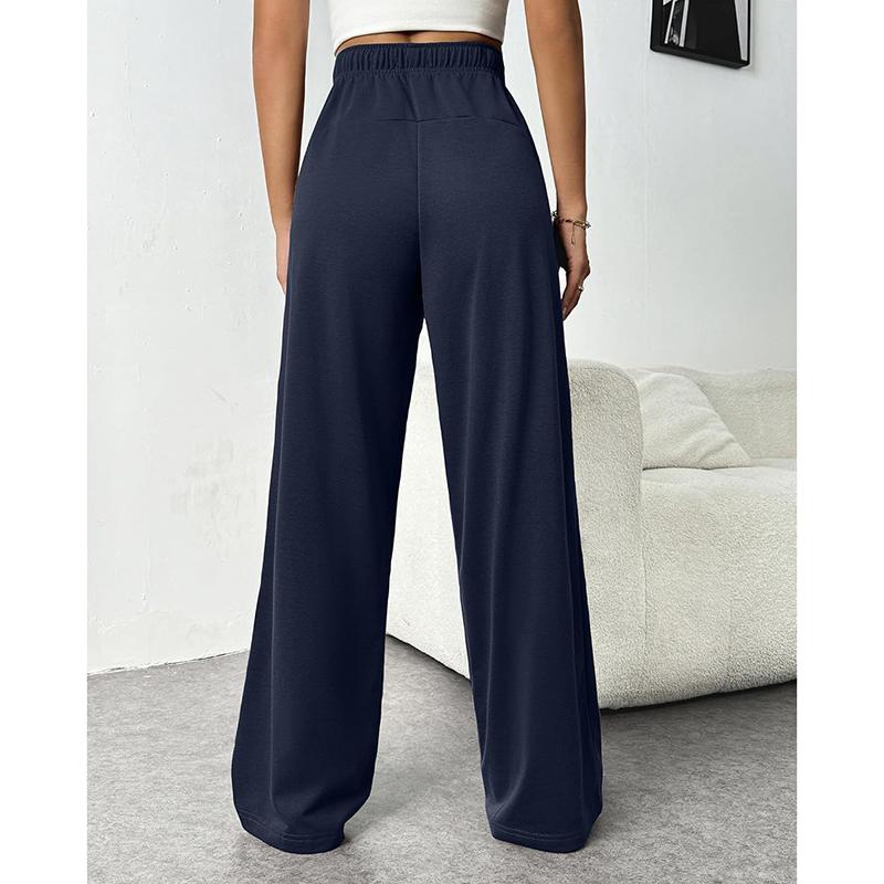 Herbst und Winter Sport Plus Größe Weite Beinhose Damen Hohe Taille Kordelzug Lockere Freizeithose Damen mit Taschen Fashion Solid Loose Pants 24962