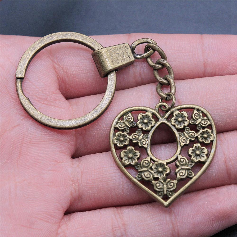 30mm Keychains Peach Heart Tags Wedding Jewelry Findings QY034
