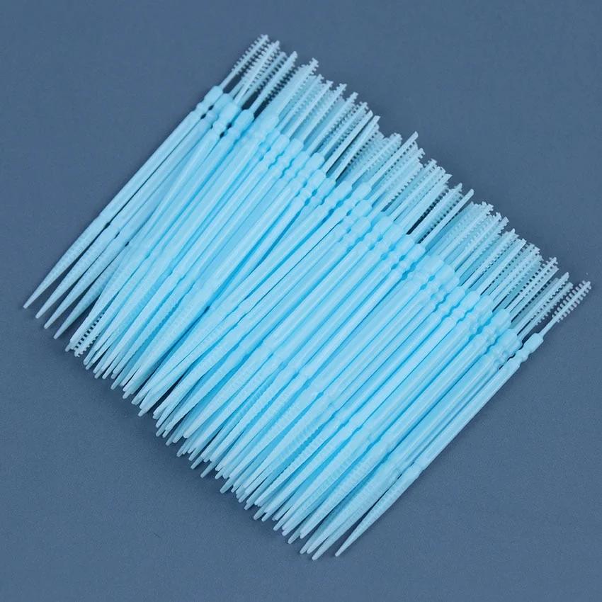 100 PCS Double-Headed Oral Care Brush Pick Interdental Teeth Sticks Cleaning Plastic Floss Toothpick.