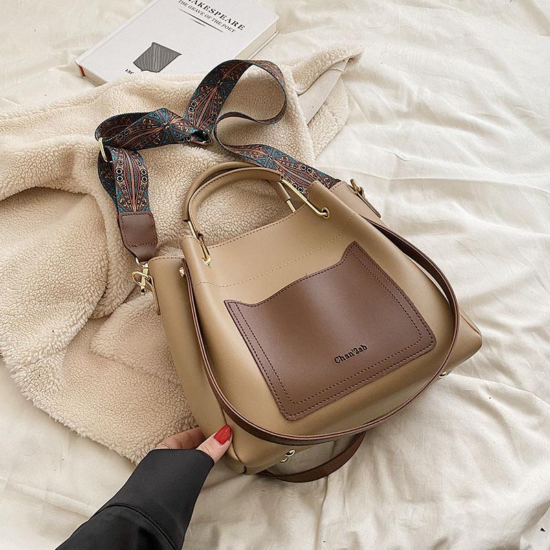 

Роскошная сумка осень новая PU мода ретро пригородная сумка через плечо большой емкости универсальная сумка для покупок портативная сумка-ведро (20cm<Max Length<30cm)