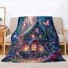 Flannel Enchanted Castle Pattern Blanket 3D Print,Soft Fleece Throw Blanket for Sofa Bed Travel Camping,Office Couch Chair Bed