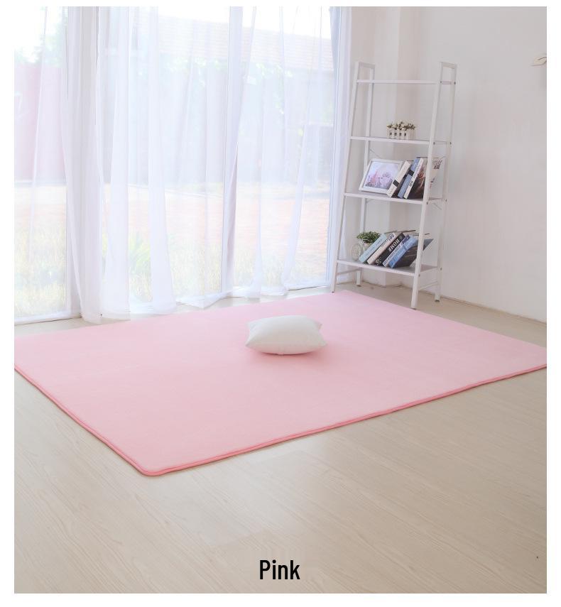Soft Solid Color Coral Fleece Carpet for Bedroom and Living Room