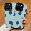 Custodia Verticale in Pelle con Fantasia di Pois Blu Carini, Custodia Morbida in Silicone Antiurto con Protezione Completa per Obiettivo Fotocamera per IPhone Samsung