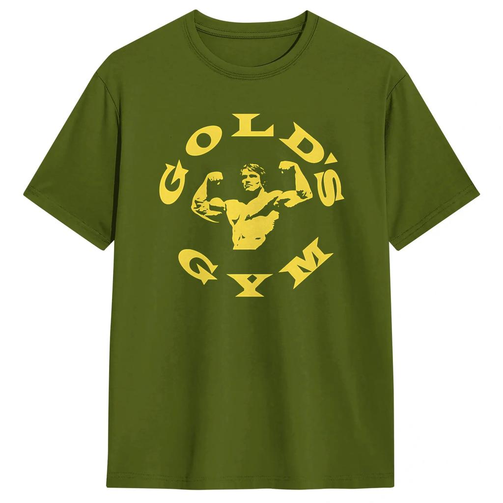 Men T-Shirts Arnold Schwarzenegger Golds Gym Casual 100% Cotton Tees Short Sleeve  T Shirt Crew Neck Tops 6XL