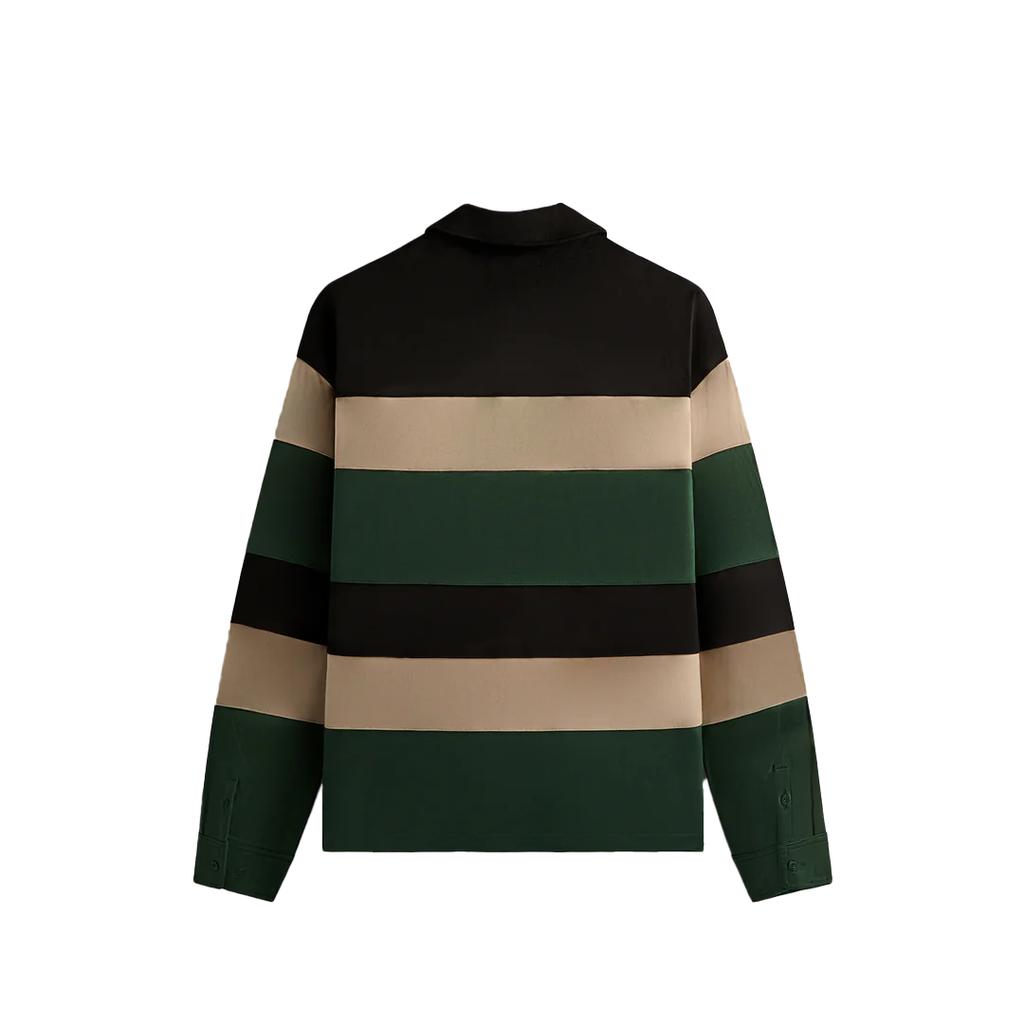 Kith Stripe Microsuede Tanner Color Block Striped Pullover Long Sleeve Polo Shirt Men Tops Black KHM032334-001