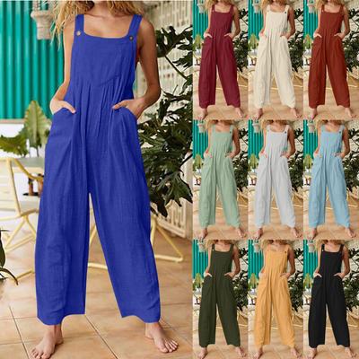 Bayan Casual Tulum Tulumlar Ayarlanabilir Askılar Kolsuz Yaz Cepli Sevimli Rahat Tulum