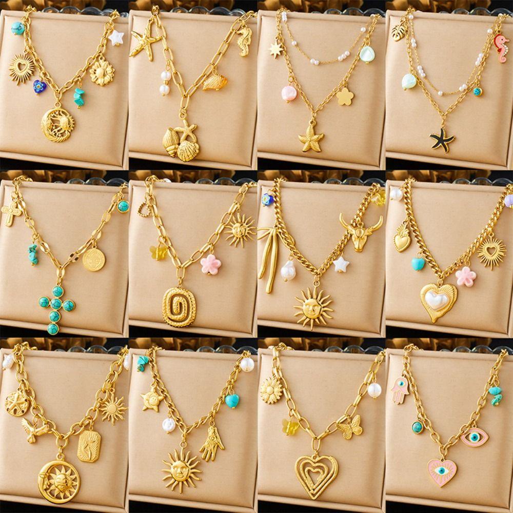 Vintage Eyes of Demon Necklace Delicate Multilayer Pearl Necklace  Streetwear