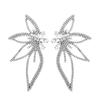 Women's Personality Fashion Big Earrings with Full Rhinestones Inlaid Maple Leaf Shape Luxury Stud Earrings for Party Wedding