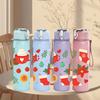 1PC Christmas Poinsettia Flower 750ml Color Plastic Sports Water Bottle Leakproof Flip Straw Lid Suitable for Sports Office Home Use