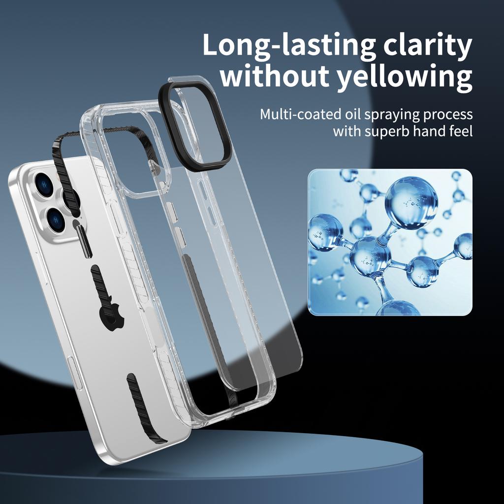 For iPhone 16E 16 Pro Plus Max Case Lens Military Drop Protection Crystal Anti-Fingerprint Non-Yellowing Cover Metal Buttons