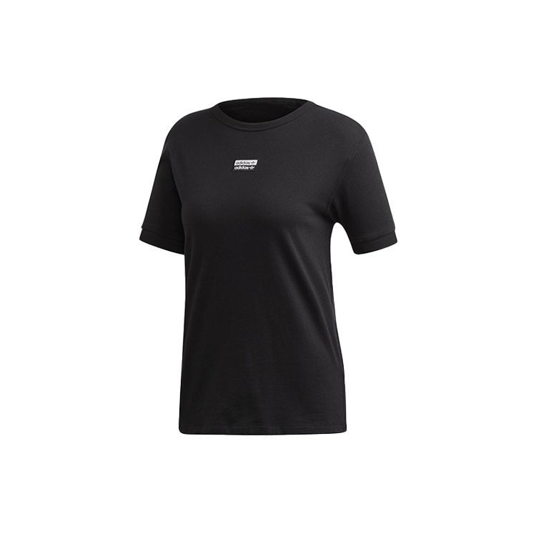 

Adidas Classic Box Logo Short Sleeve T-Shirt Women Tops Black ED5842 S