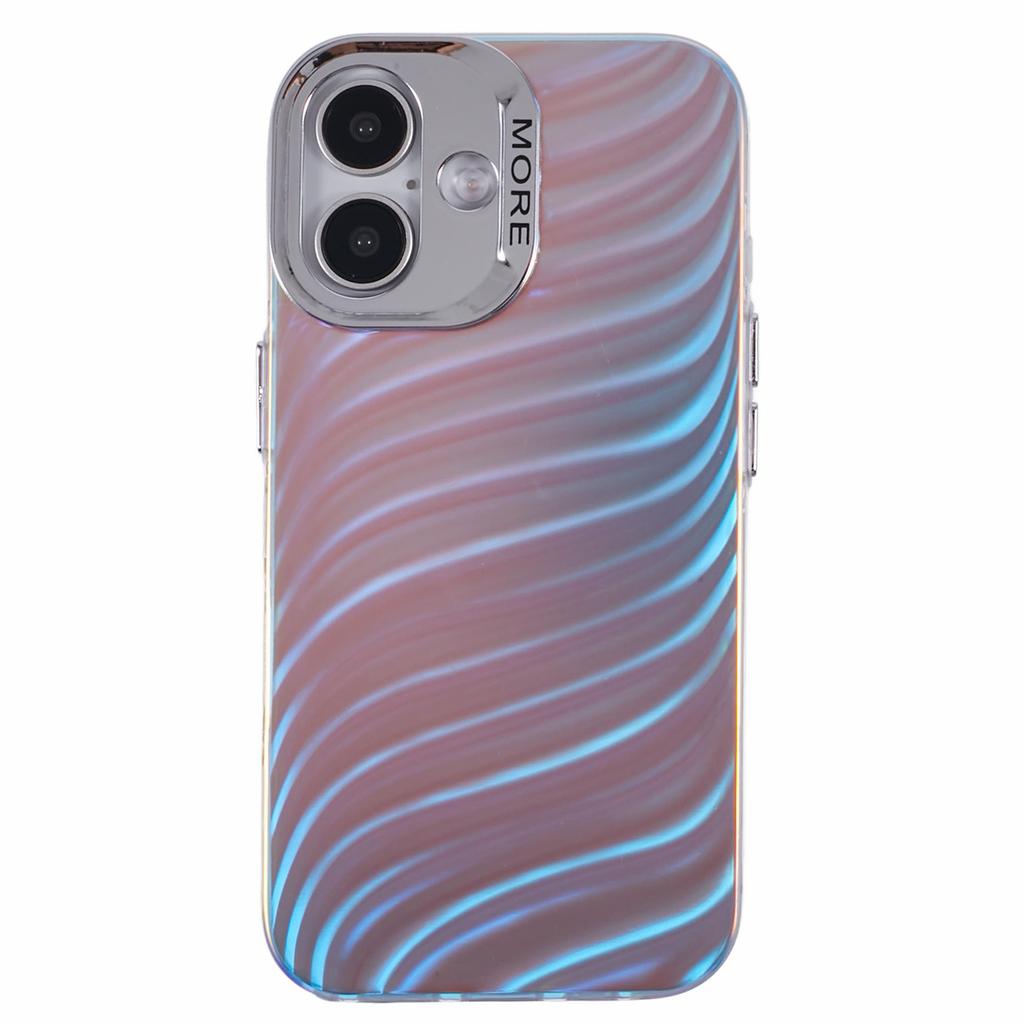 For iPhone 16 Case Silicone+PC IMD Laser Texture Matte Phone Cover