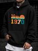 Unisex Hoodie, Birthday Celebration, Vintage 1970 Retro Sunset Graphic, Pullover Sweatshirt, Casual Streetwear Style, Fall Winter Seasonal Wear, Front