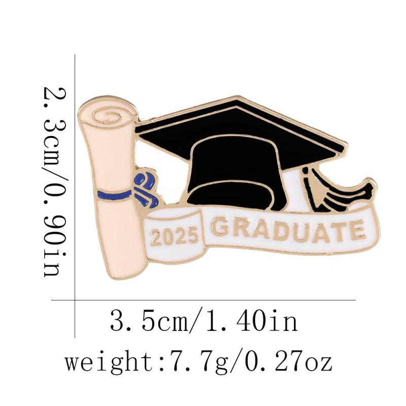 Graduation Cap Brooch Metal Enamel Pin Student Souvenir Gift Accessory Badge New Season Decoration