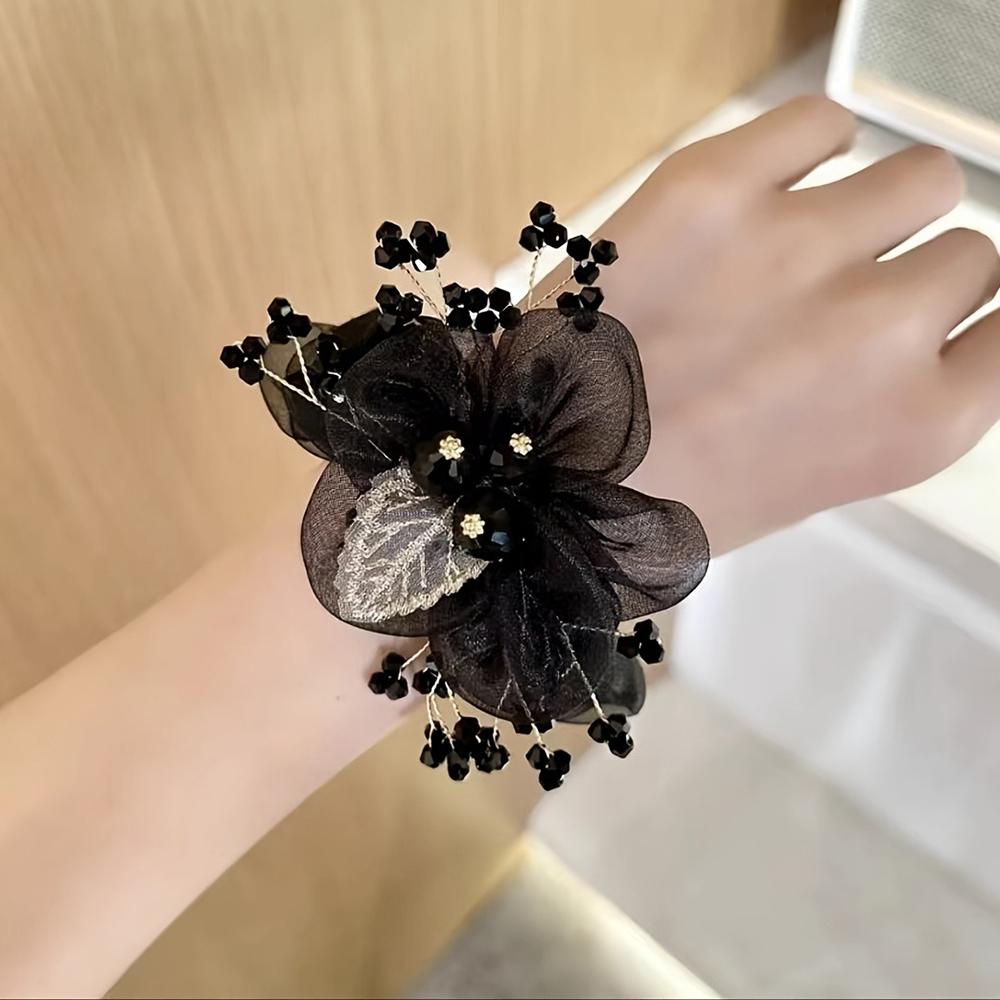 1/2pcs Fashion Lace Hair Ring Retro Embroidered Leaf Mesh Ponytail Headband Daily Matching Women's Perfect Gift Hair Accessories