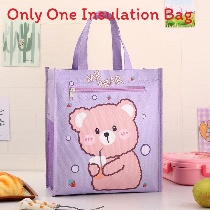 Borsa Pranzo per Bambini in Tessuto Oxford con Tasca per Bicchiere per Scuola e Viaggio