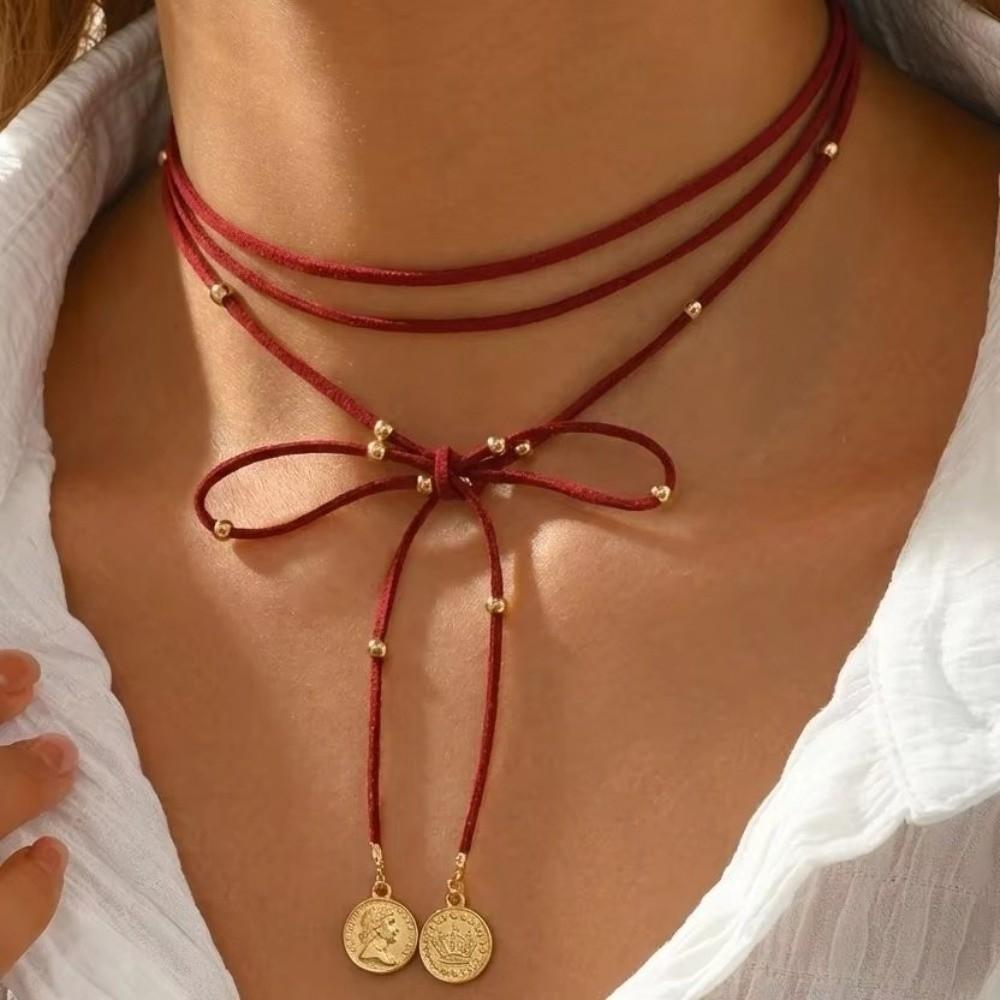 Y2K Layered Chain Choker Adjustable Neck Chain Vintage Knotted Choker Necklace Women