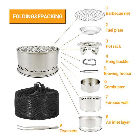 Mini-A Special High Temperature Resistant Anti Deformation 309L-m Stainless Steel Wood Stove Tent Stove Folding Portable Wood