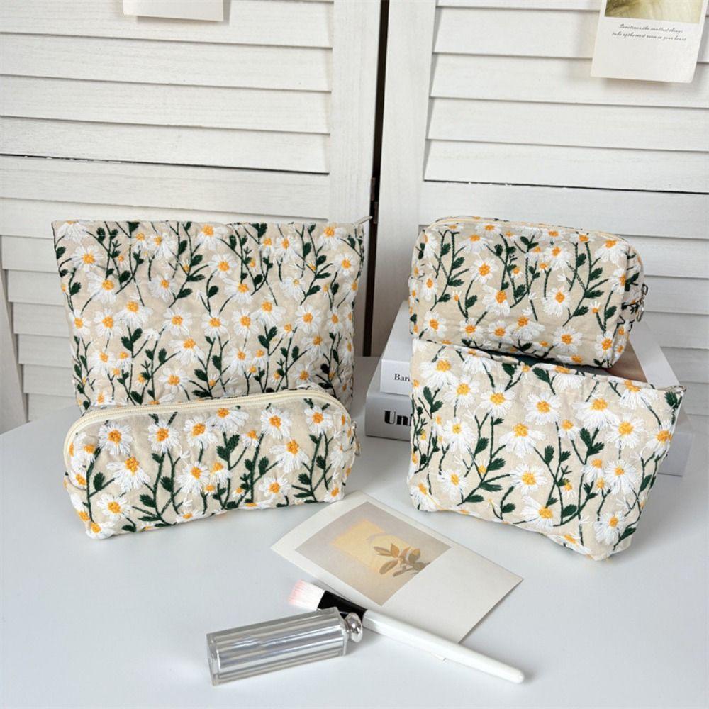 Dustproof Embroidered Cosmetic Bag Large Capacity Pencil Case Simple Cosmetic Storage Bag Travel