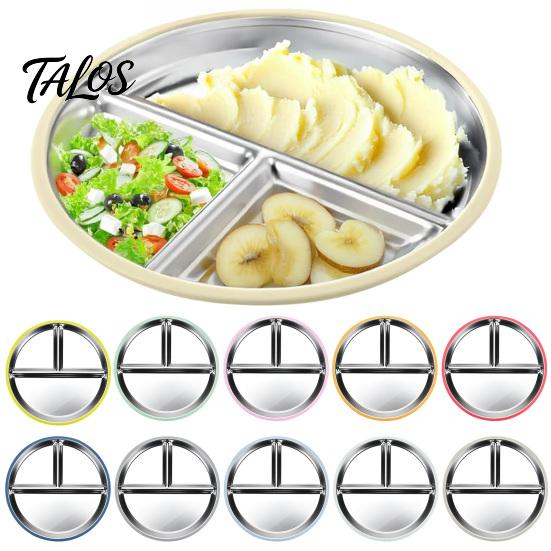 Silicone Sleeve Toddler Plate Baby with Suction Base 3-Section Divided Stainless Steel Safe Cup Dish 9" Unbreakable Anti Breakage Metal Bowls