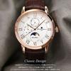 [Salvatore Marra] Watch Moon Phase Multi-Calendar 50m Waterproof Business Formal Men's Leather Strap Limited Edition Pink Gold White