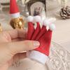 5/10/20Pcs Christmas Hat for Fork Knife Tableware Decorations Plush Mini Santa Hat Family Party Decor New Year Gifts Xmas Hat