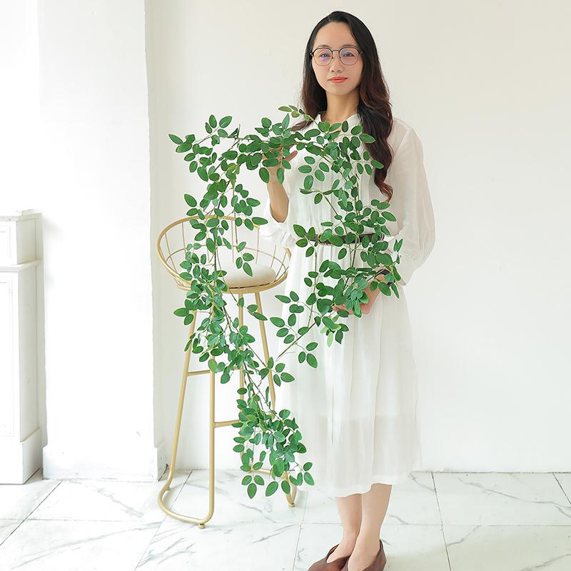 Luxurious Staircase Decor: Bionic Green Rose Vines & Leaves