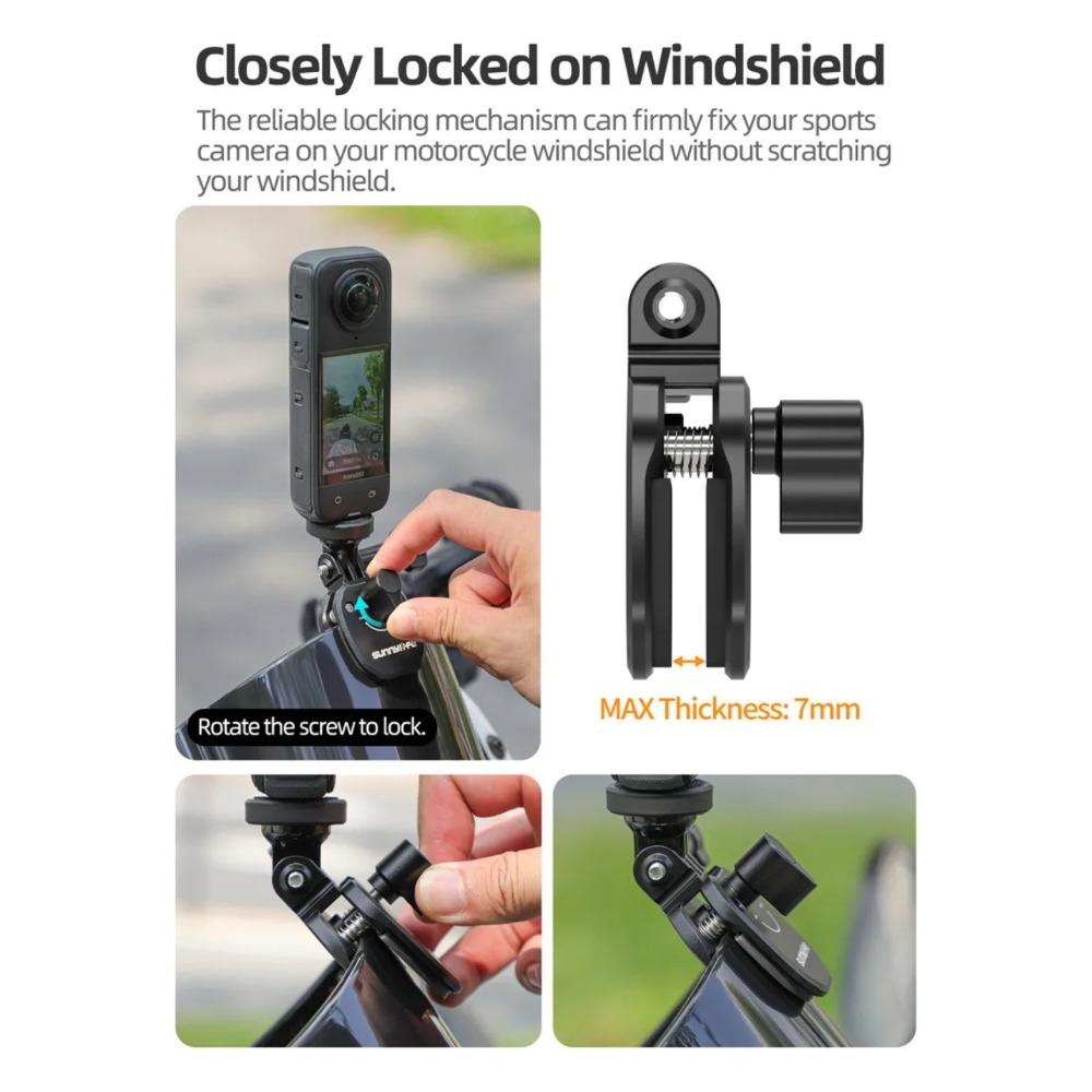Aluminiumlegierung Motorrad Windschutzscheiben Clip Halter Halterung Kamera Halterung Universelles Motorrad Zubehör Für GoPro DJI OSMO Insta360 Sport Action Kamera