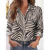 Geometric Print Women Blouse Spring Autumn Femme Office Lady Button Up Turn Down Collar Shirts