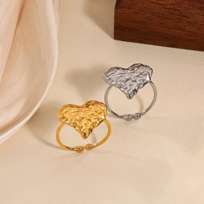 Love Pleated Ring Women's Non-fading Heart-shaped Personalized Open Ring Sweet Ring Jewelry New
